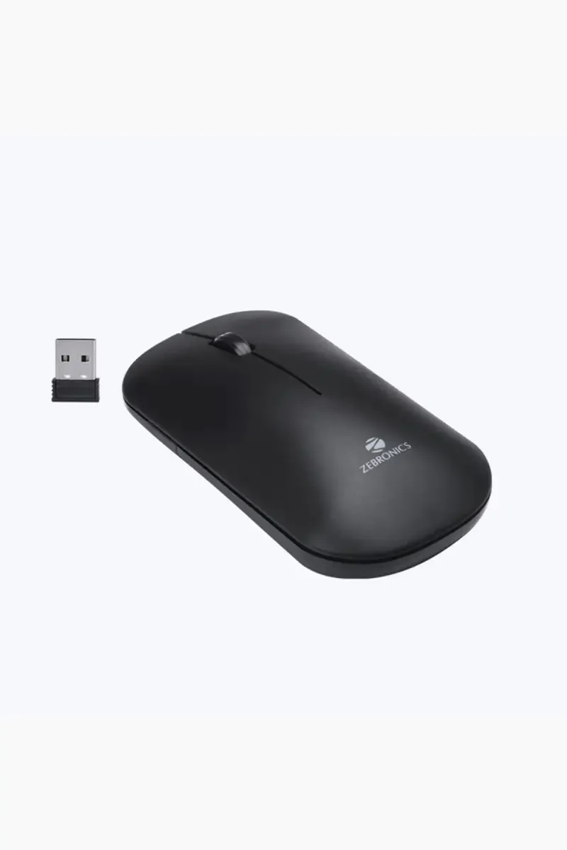 Zebronics Dazzle Wireless Mouse with 2.4GHz Wireless, 1200 DPI, Nano Receiver, Optical Tracking (Black)