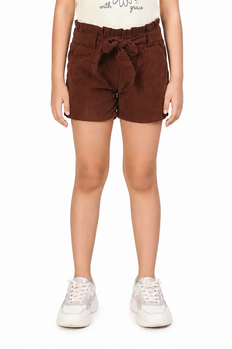 Girl's Corduroy Solid Shorts (4 - 17 Yrs) 014879COF89YRS