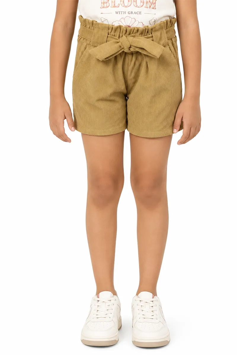 Girl's Corduroy Solid Shorts (4 - 17 Yrs) 014879OLI89YRS