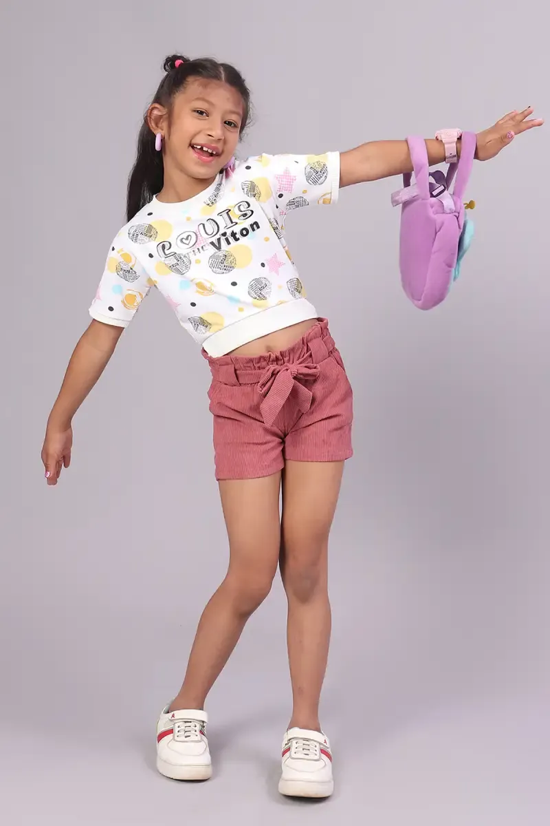 Girl's Corduroy Solid Shorts (4 - 17 Yrs) 014879PEA141YRS