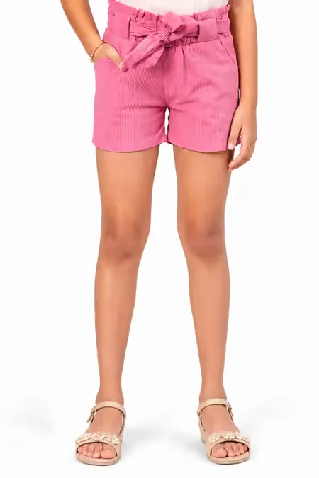 Girl's Corduroy Solid Shorts (4 - 17 Yrs) 014879PIN89YRS