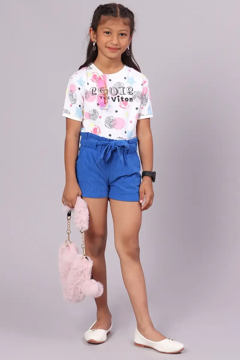Girl's Corduroy Solid Shorts (4 - 17 Yrs) 014879ROYBLU89YRS