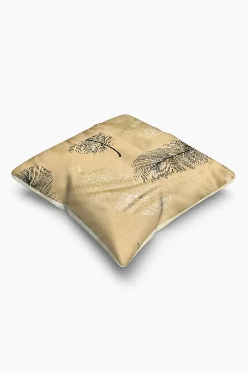 Polyester Leaf Printed Cushion Cover - 1 Pc 014896POLBEI