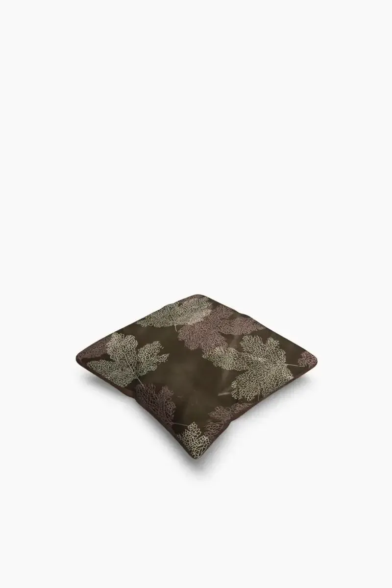 Polyester Leaf Printed Cushion Cover - 1 Pc