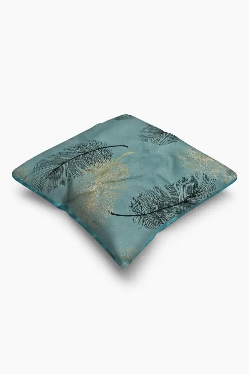 Polyester Leaf Printed Cushion Cover - 1 Pc 014896POLSEAGRE
