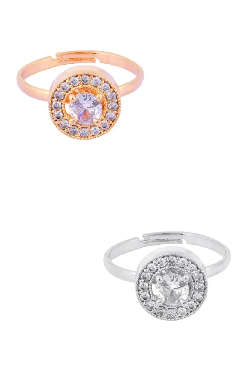 Round Shape Adjustable Rings Girls & Women - Set of 2