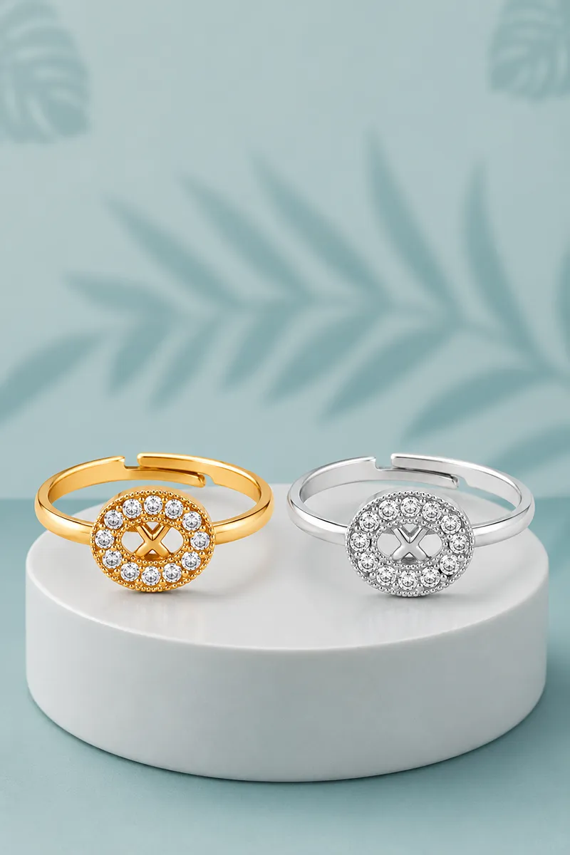 Round Shape Adjustable Rings Girls & Women - Set of 2