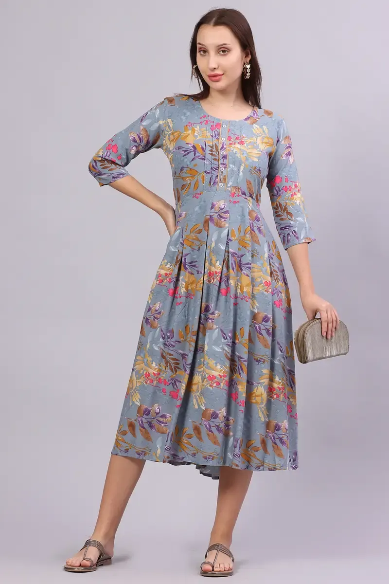 Rayon Floral Printed Dress for Women 015032STEBLUXXL