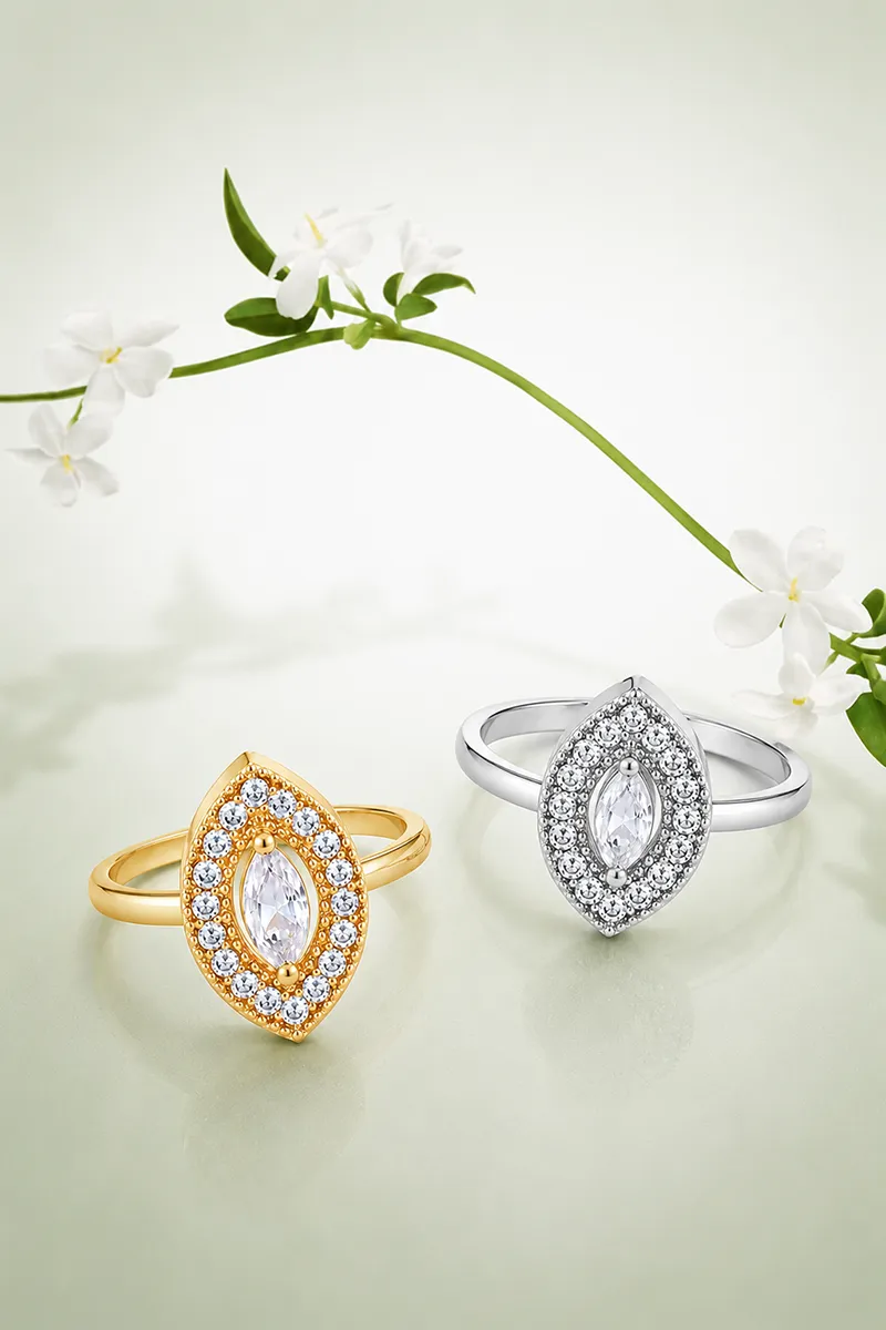 Alloy Adjustable Eye Shape Ring - Set of 2