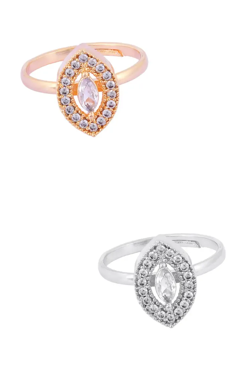 Alloy Adjustable Eye Shape Ring - Set of 2