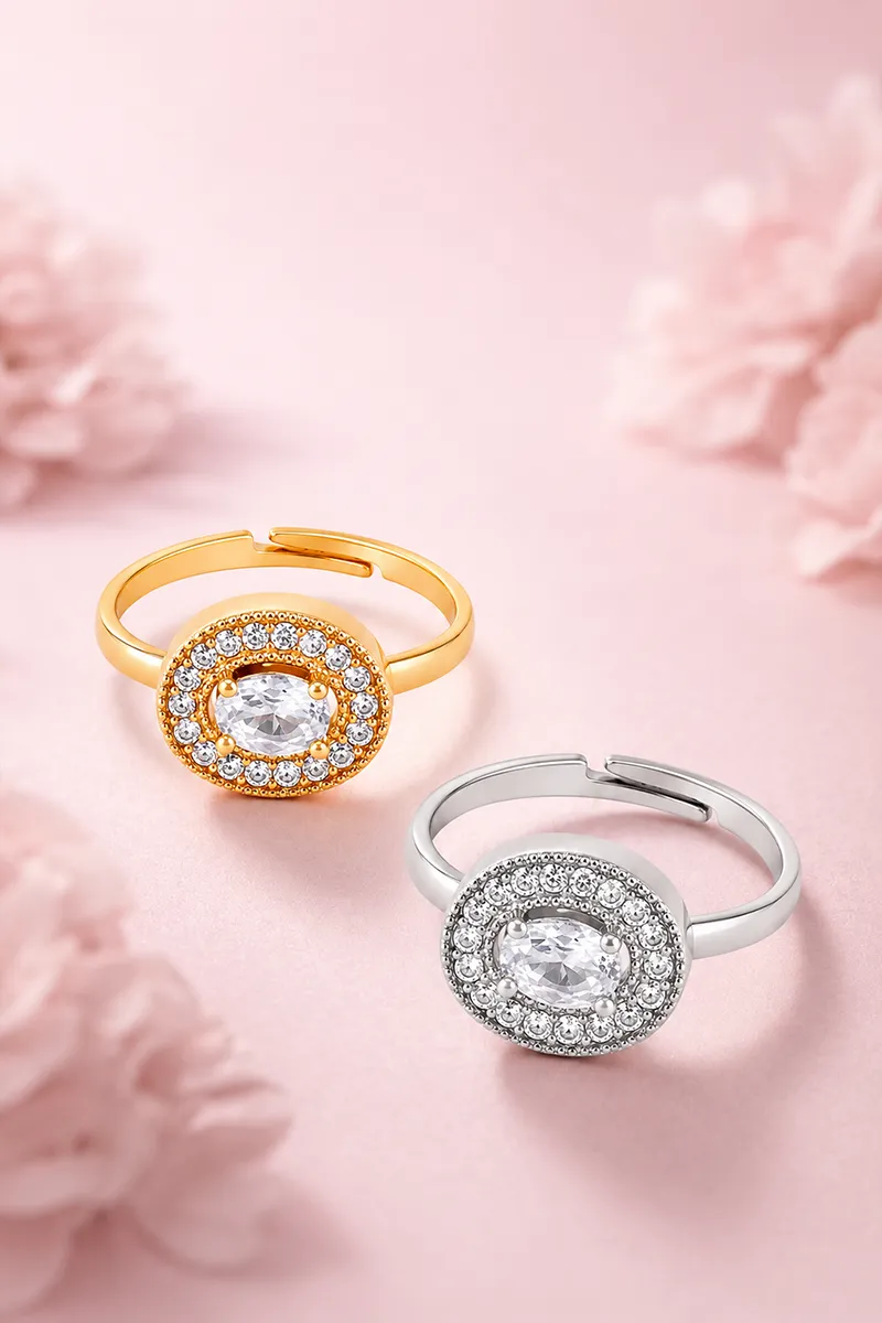 Round Shape Adjustable Rings Girls & Women - Set of 2