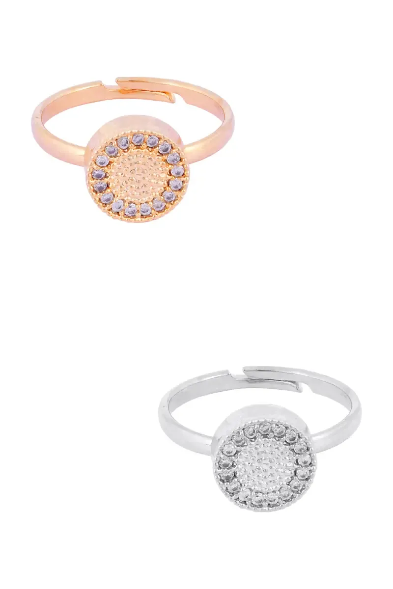 Round Shape Adjustable Rings Girls & Women - Set of 2