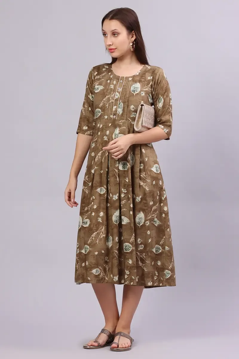 Rayon Botanical Printed Dress for Women 015056OLIXXL