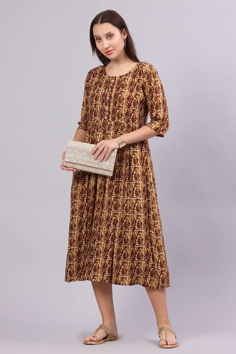 Rayon Paisley Printed Dress for Women 015063BROXXL