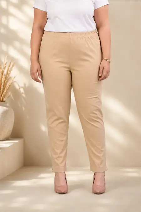 Cotton Blend Solid Kurti Pant for Women - Plus Size