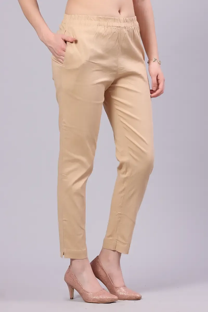 Cotton Blend Solid Kurti Pant for Women 015117XXLBEI