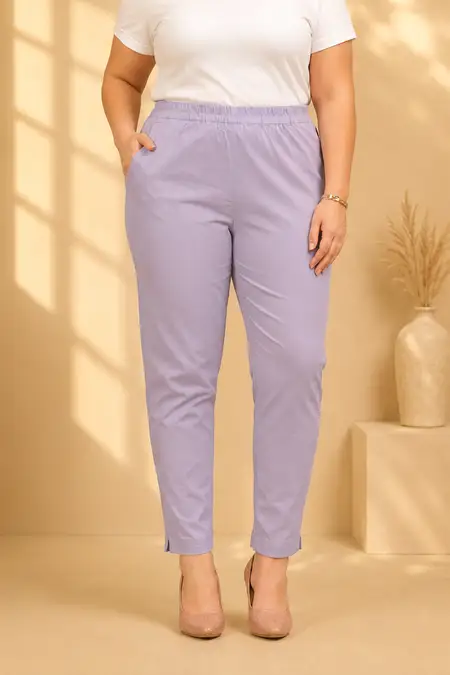 Cotton Blend Solid Kurti Pant for Women - Plus Size