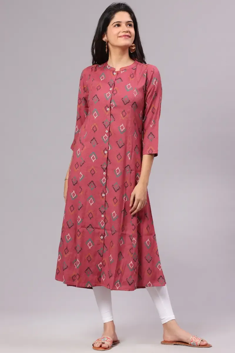 Rayon Printed Kurti for Women 015150MAGXXL