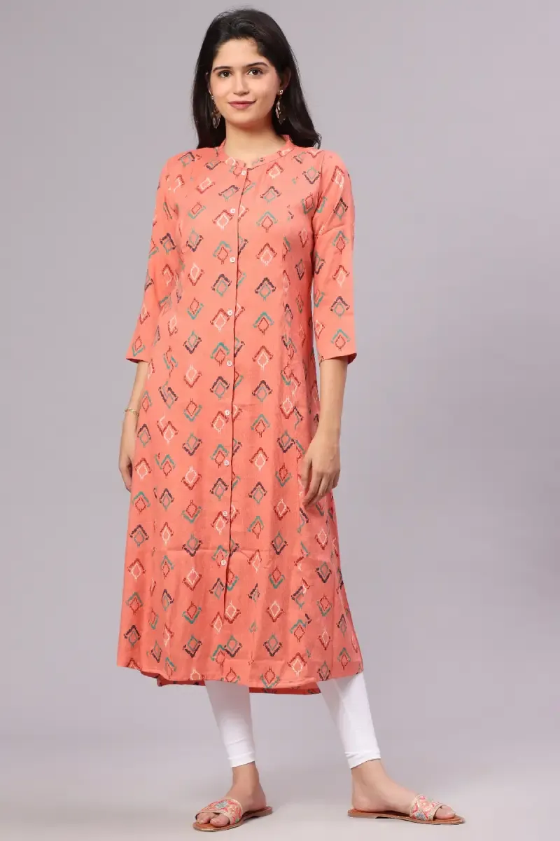 Rayon Printed Kurti for Women 015150PEAXXL