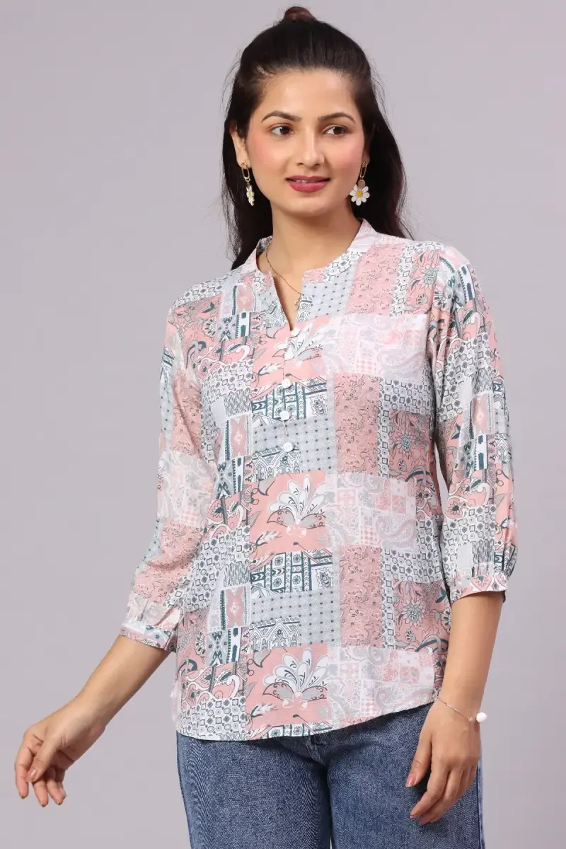 Polyester Crepe Printed Top for Women 015168MPEA