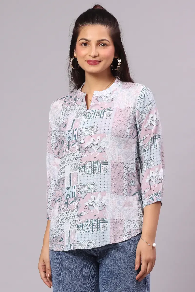 Polyester Crepe Printed Top for Women 015168MPIN