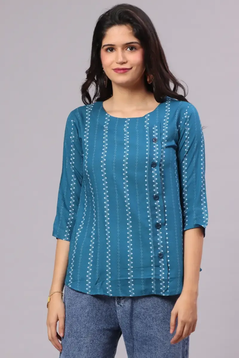 Rayon Printed Top for Women 015176LTEABLU