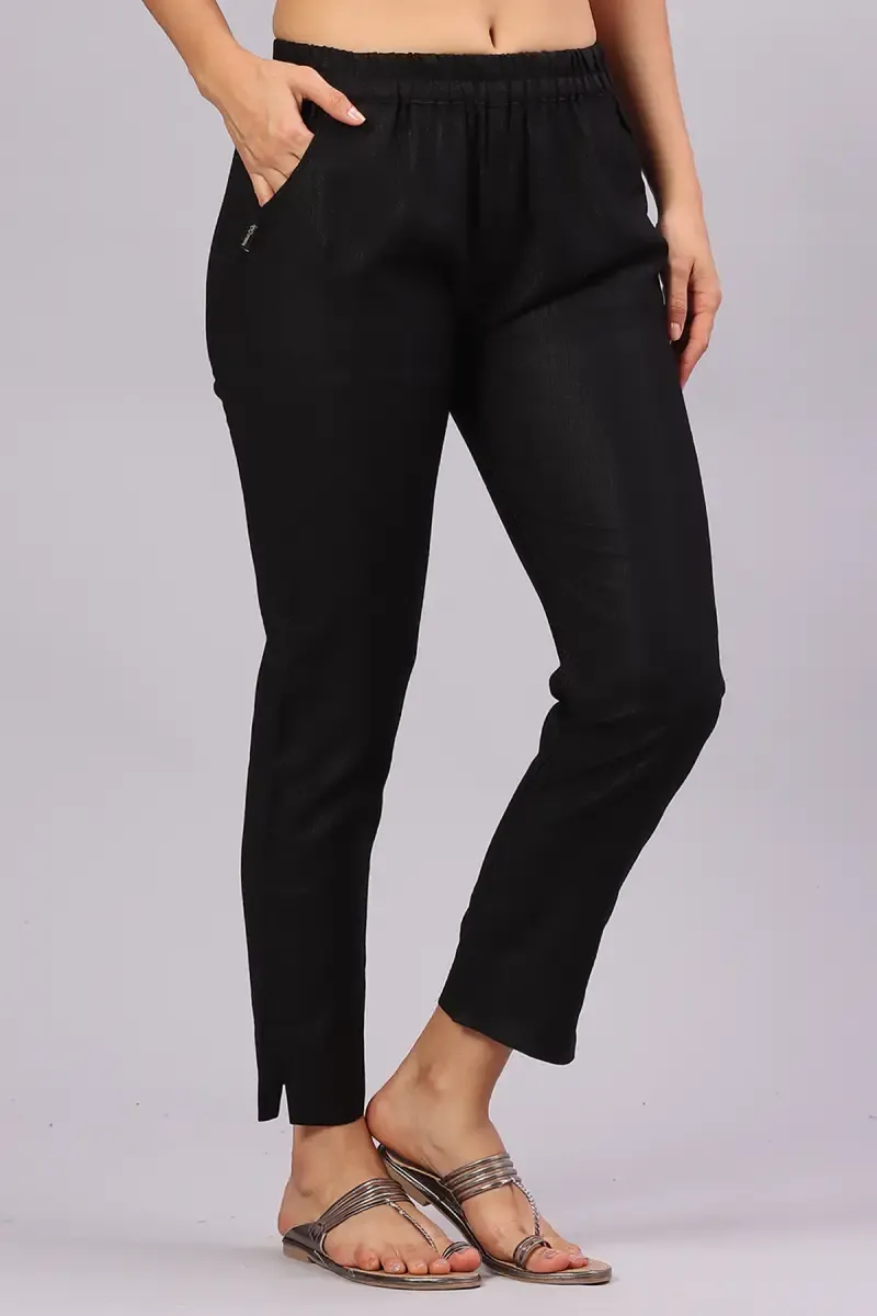 Polyester Solid Kurti Pant for Women 0151783XLBLA