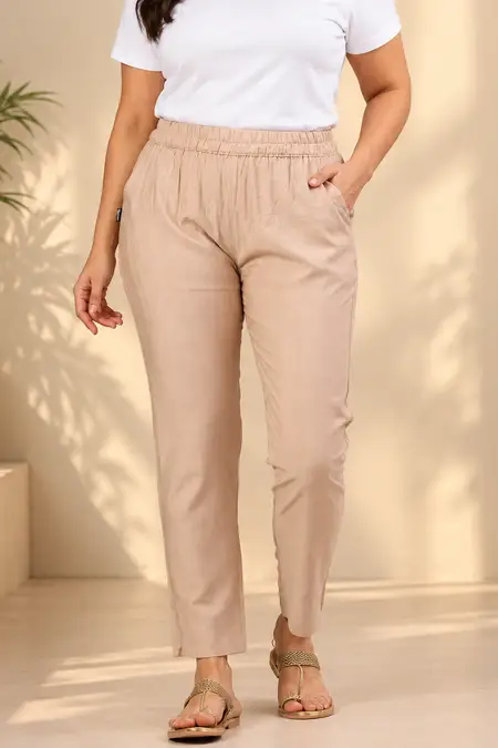 Polyester Solid Kurti Pant for Women - Plus Size