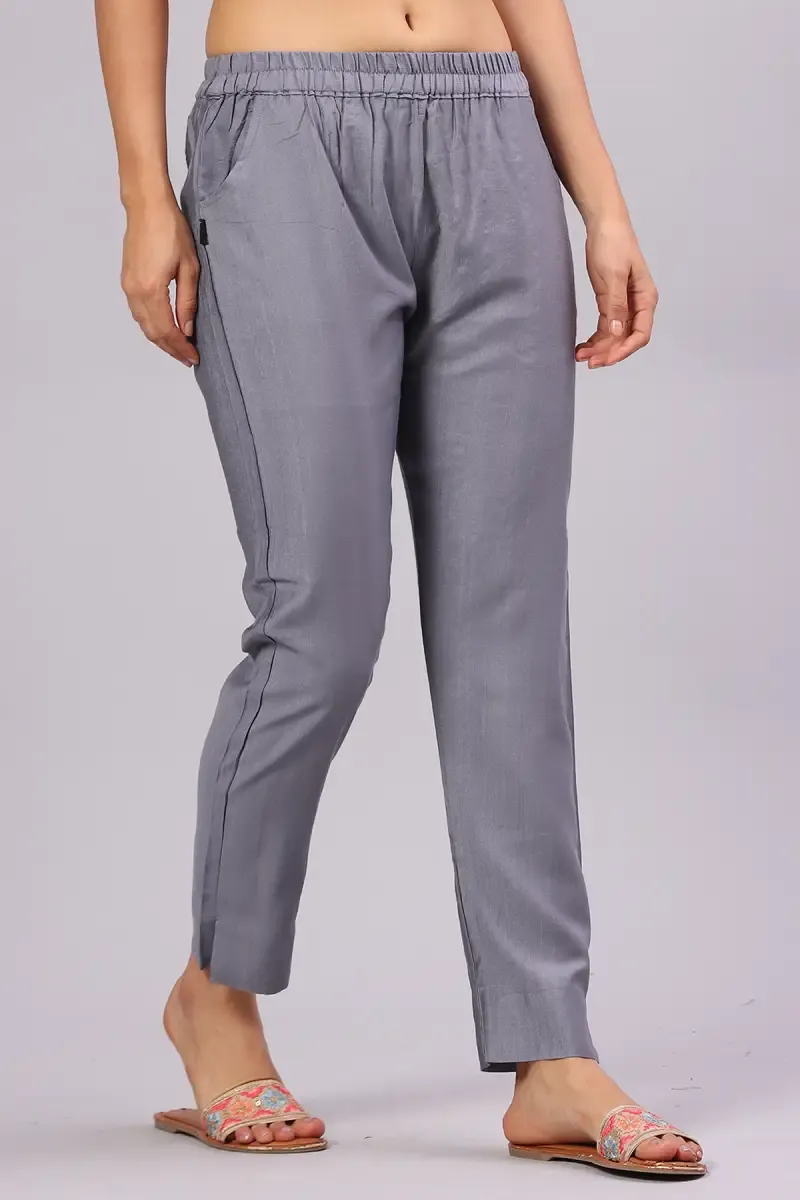 Polyester Solid Kurti Pant for Women 015178XLDARGRA