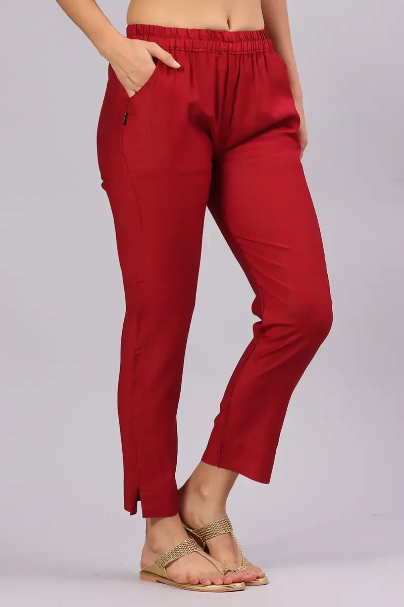 Polyester Solid Kurti Pant for Women 0151783XLMAR