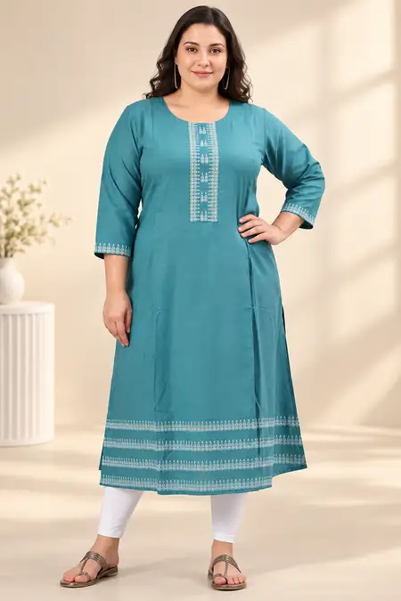 Cotton Rayon Printed Maternity Kurta for Women - Plus Size