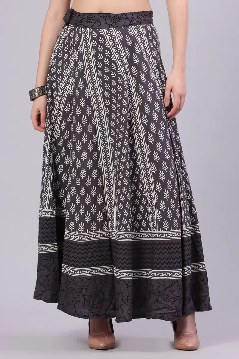 Cotton Rayon Printed Wrap Around Skirt for Women 015201DARGREXL