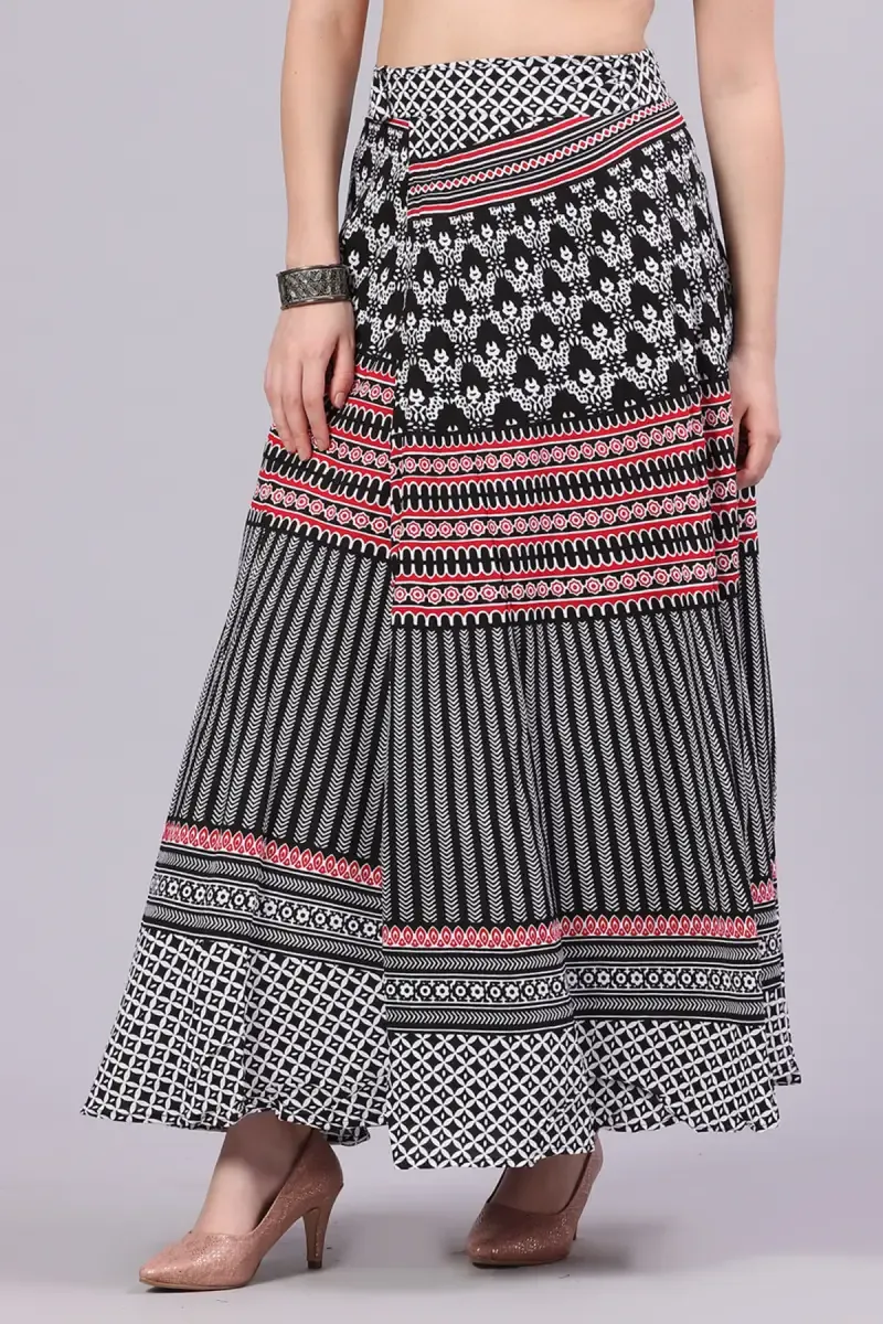 Cotton Rayon Printed Wrap Around Skirt for Women