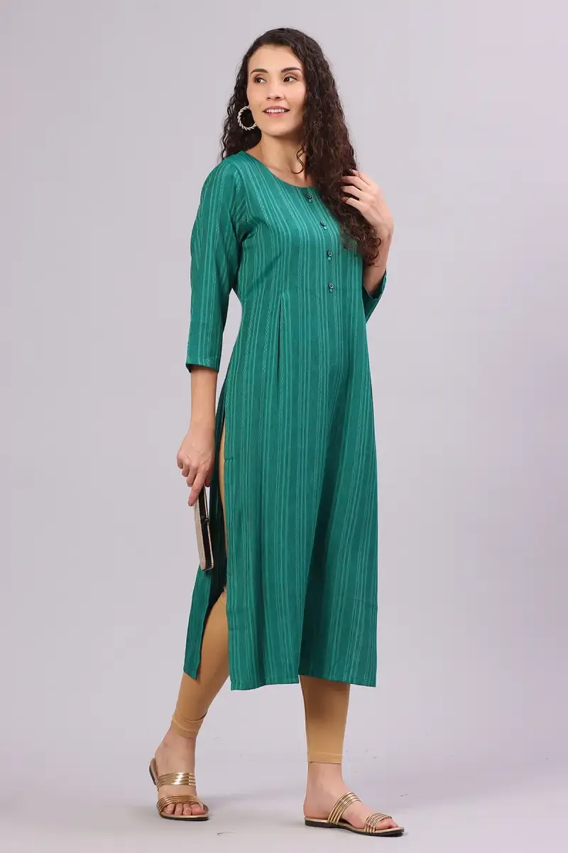 Cotton Blend Striped Kurti for Women