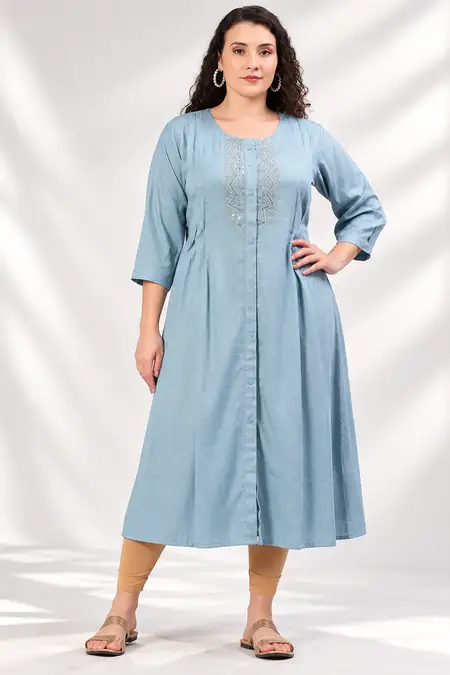Cotton Embroidery Maternity Kurta for Women - Plus Size