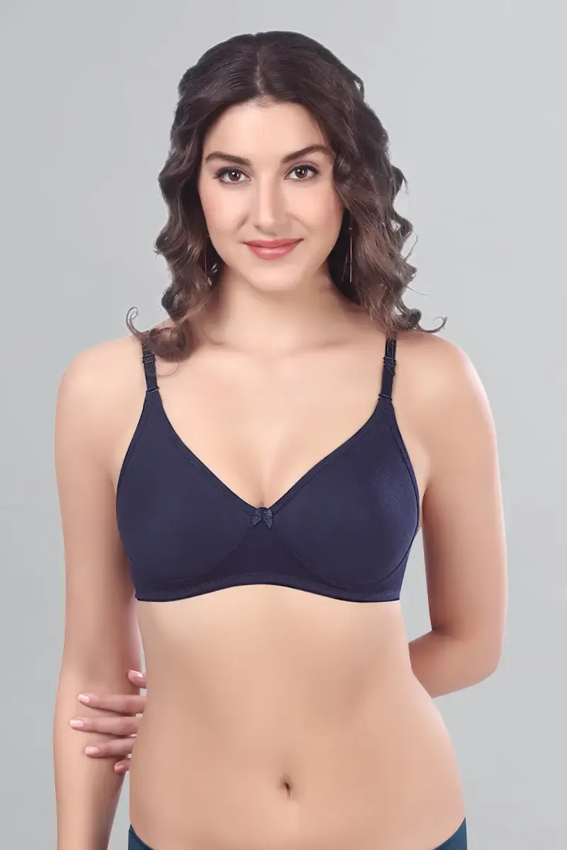 Cotton Non Padded Full Coverage Bra for Women 015259NAVBLU30