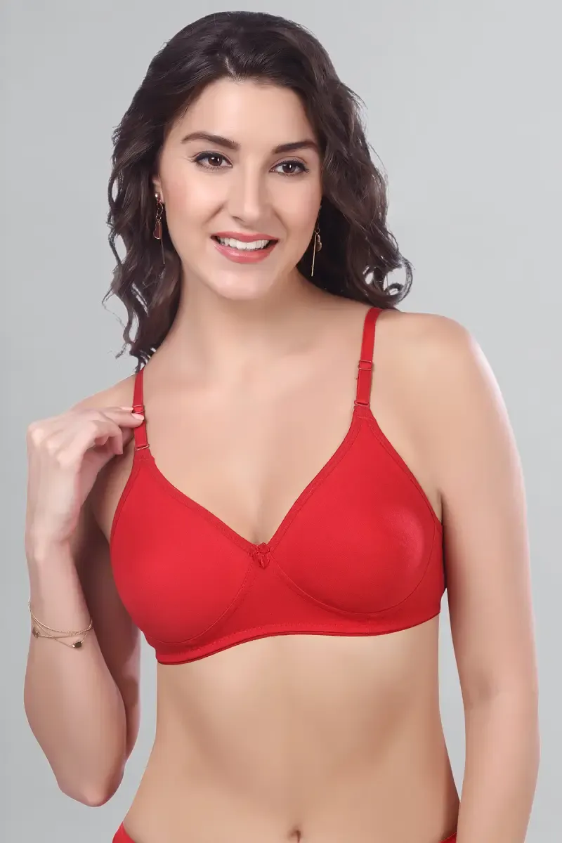 Cotton Non Padded Full Coverage Bra for Women 015259RED30