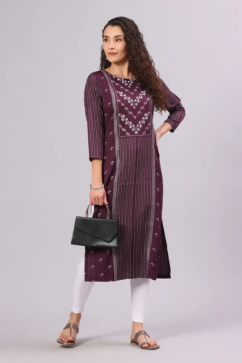 Cotton Printed Kurti for Women 015287XLPUR