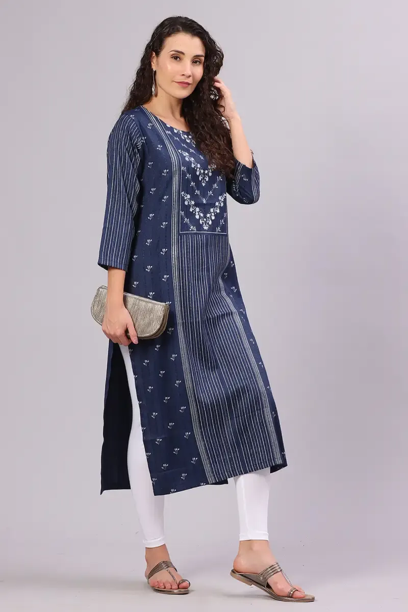 Cotton Printed Kurti for Women 015287XXLBLU - Blue kurti - XXL kurti