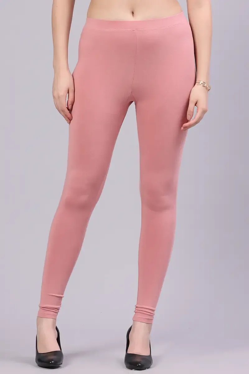 Cotton Lycra Solid Leggings for Women 015288XLPEA
