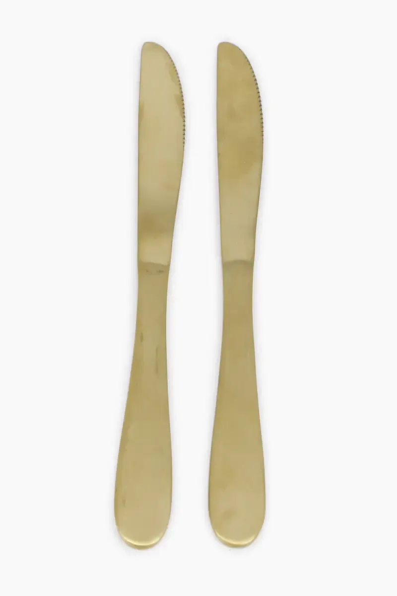 Prabha Stainless Steel Gold Plated Trident Butter Knife Set - 20cm