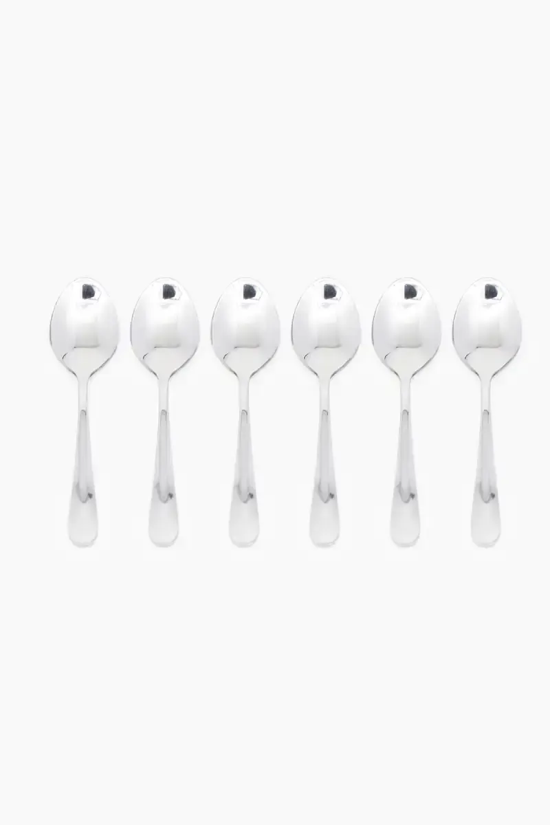 Prabha Stainless Steel Trident Plain Tea Spoon Set - 11cm