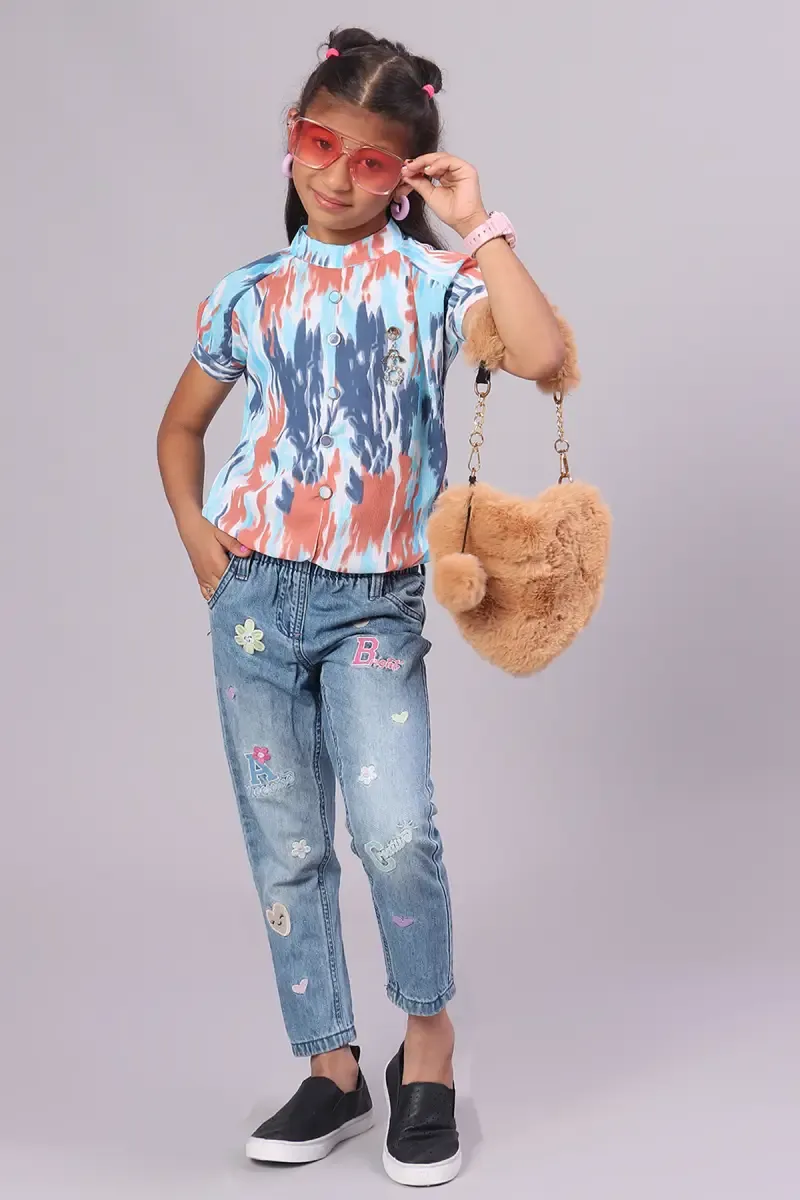 Girl's Georgette Tie & Dye Tops (4 - 17 Yrs) 0153171011YRSBLU