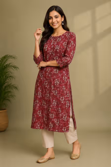 Cotton Printed Kurti For Women 015320XXLMAR