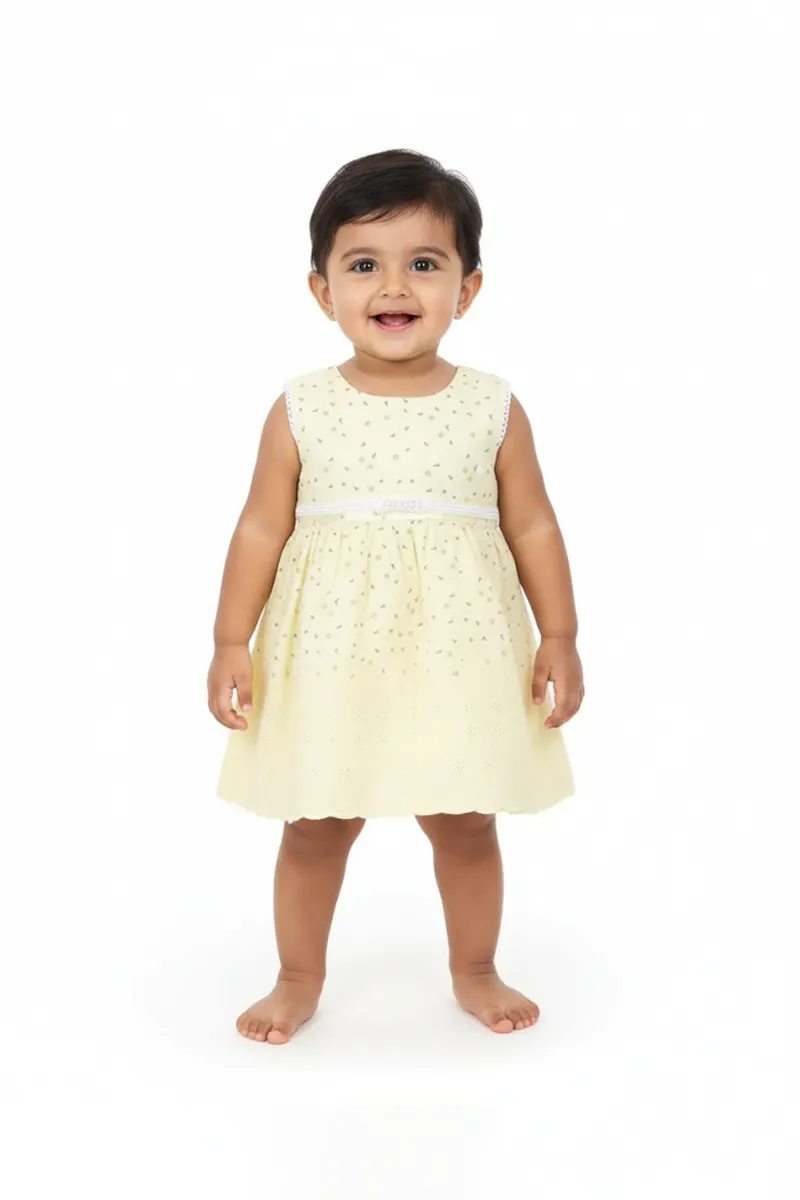 Baby Girl's Floral Printed Frock 015321YEL612