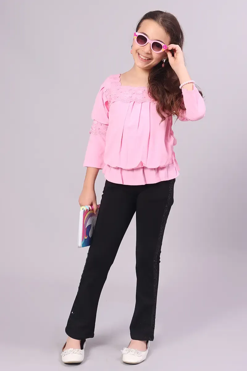 Girl's Polyester Embroidered Top (4 - 17 Yrs) 01532289YRSPIN