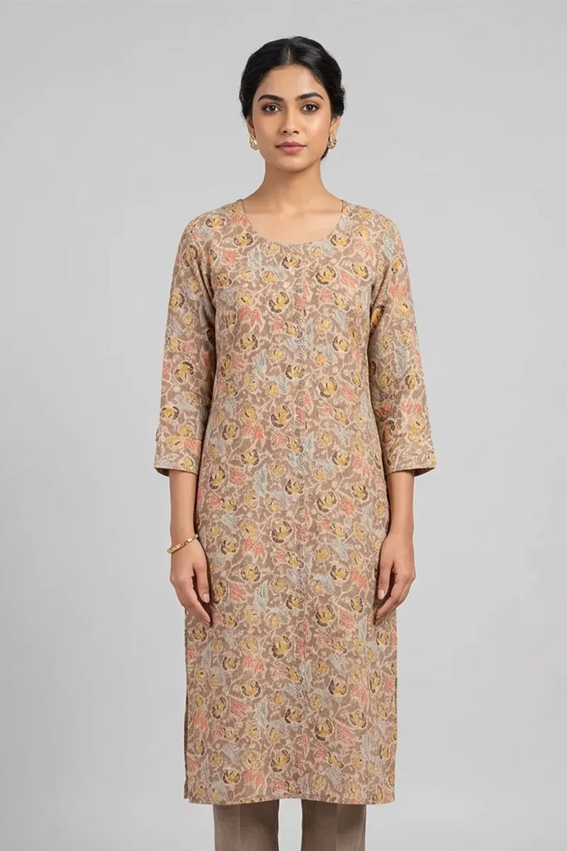 Cotton Blend Floral Printed Kurti For Women