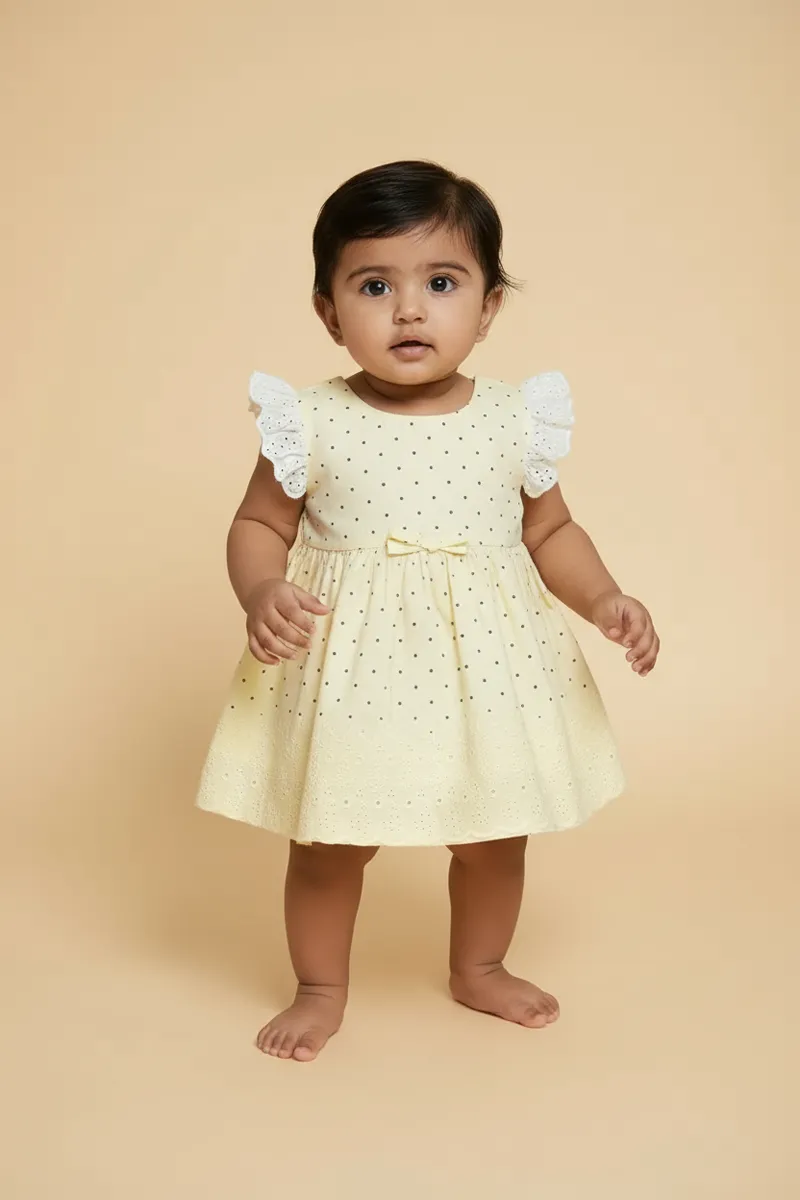 Baby Girl's Cotton Printed Frock  015330YEL612