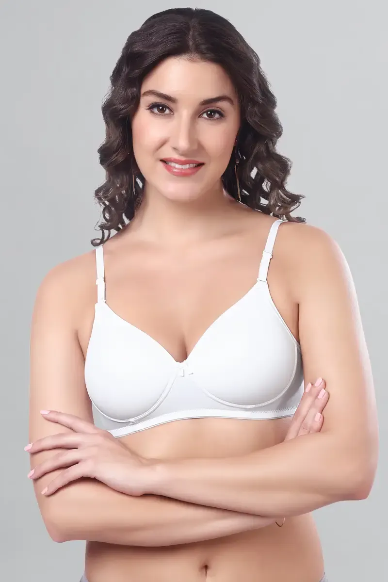 Cotton Blend Solid Padded Bra for Women 015333WHI36
