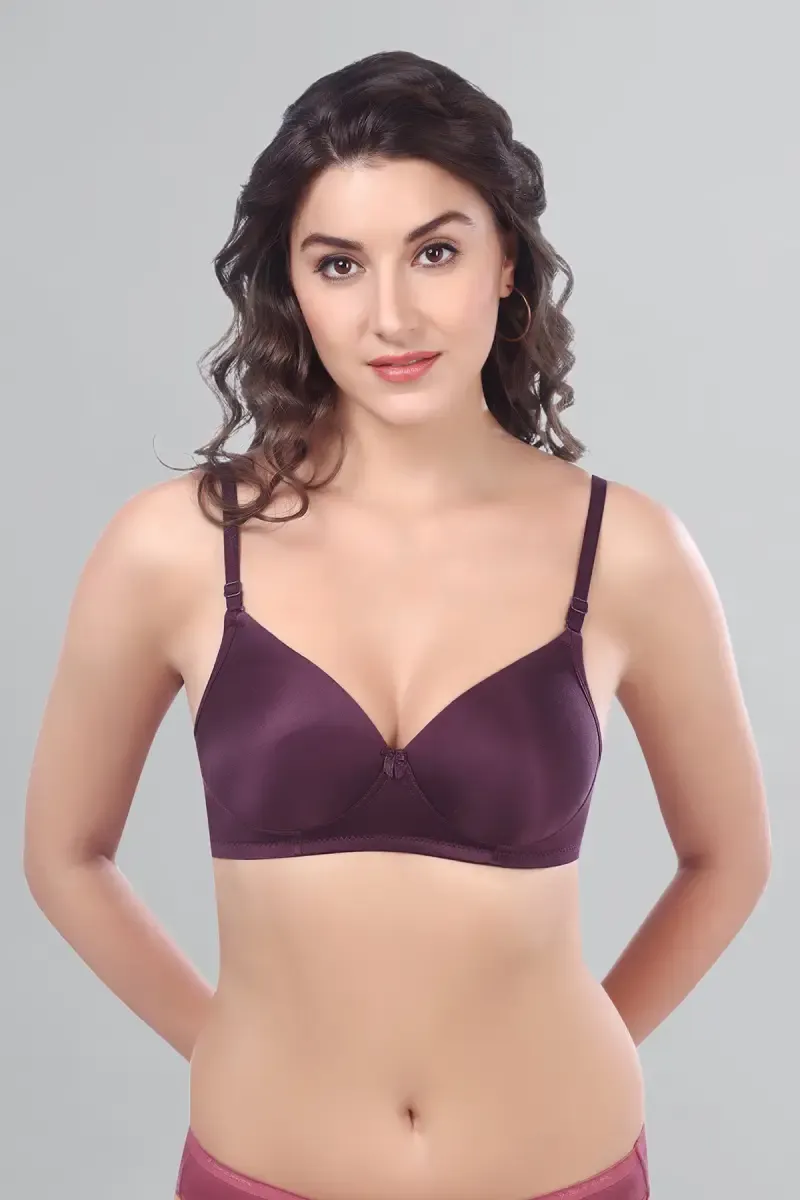 Cotton Blend Solid Padded Bra for Women 015333WIN30